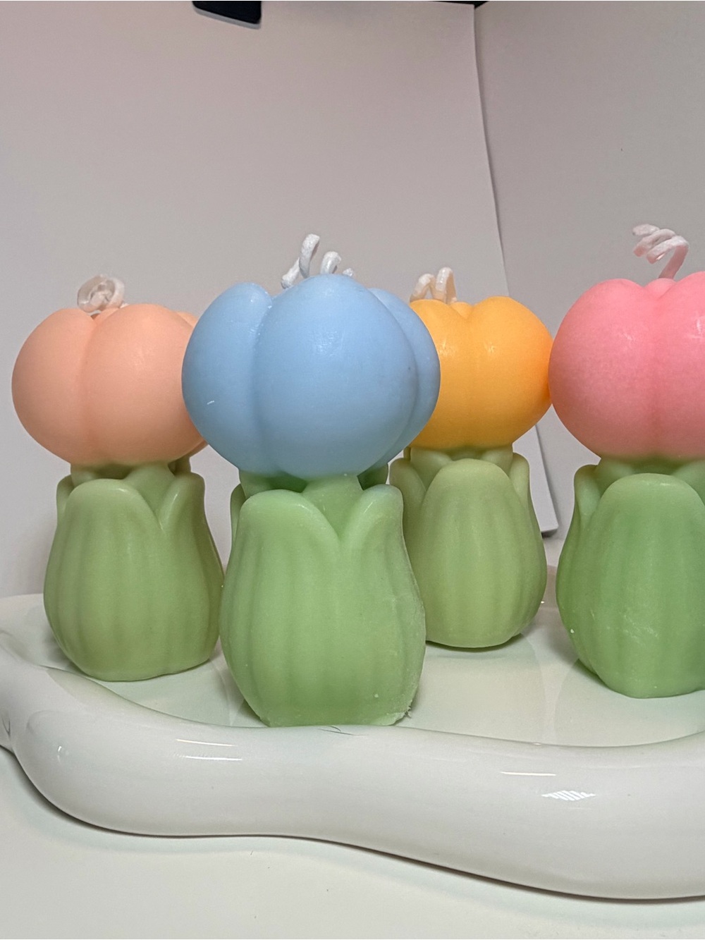 Pastel Tulip Stem Candles - Set of Colorful Flower Candles
